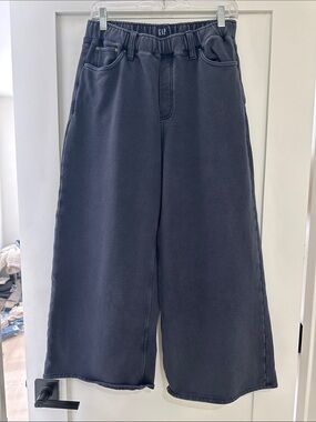 GAP Wide-Leg Knit Sweatpants - Charcoal Gray